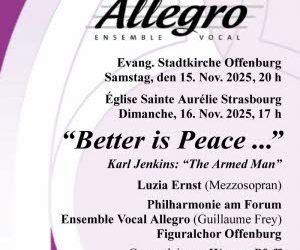 Concert franco-allemand : « Better is Peace » (Mieux vaut la Paix) – 16/11/2025 en l’église Sainte-Aurélie de Strasbourg