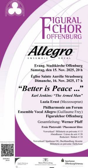 Concert franco-allemand : « Better is Peace » (Mieux vaut la Paix) – 16/11/2025 en l’église Sainte-Aurélie de Strasbourg